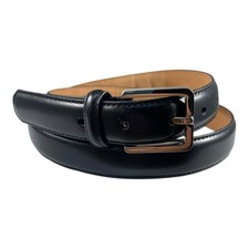 Amanda Smith Black Leather Belt Sz XL 1  Wide Silver Tone Classic  Versatile