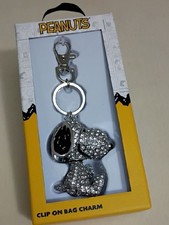 Peanuts Snoopy Pave 3D Bling  Rhinestone Keychain Bag Charm