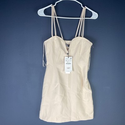 white christmas dresses Cream White Strapless Mini Dress: Corset Satin Tight Ruching Creamy White / S main image 1
