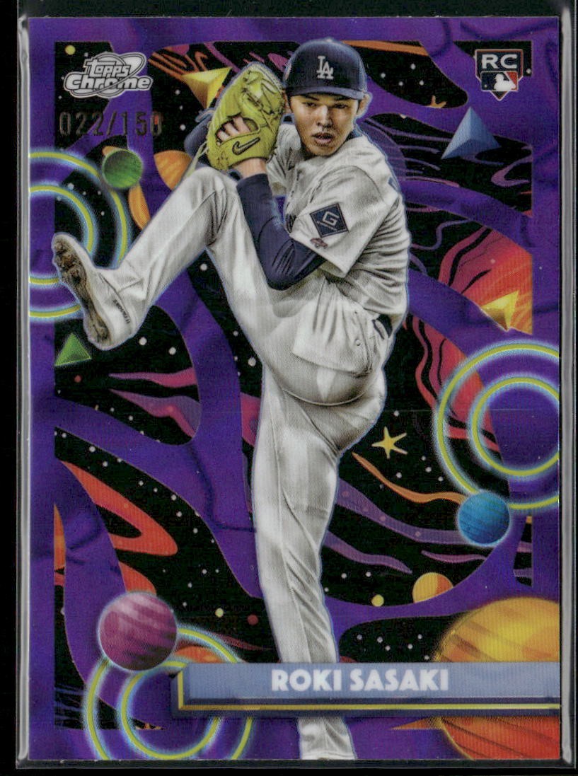 2025 Topps Chrome Cosmic #68 Roki Sasaki Purple Nebula Refractor #/150