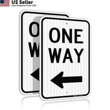 Faittoo One Way Sign with Left Arrow, 2 18 x 12 inch, Black and White