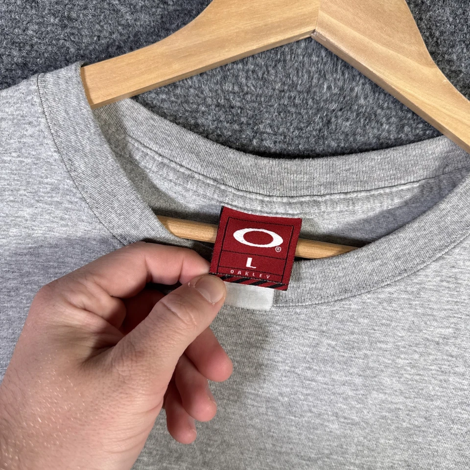 Винтажная мужская рубашка Oakley большой серый логотип центра 90-х Gorp Core программное обеспечение коньки - Изображение 4 из 4