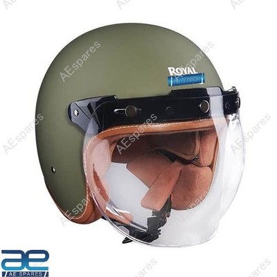 Bobber Helm Offen Gesicht Mit Bubble Visier Für Royal Enfield Rider @ UK