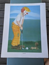 Vintage Funny Man Golf Golfing Clown Mr Bogey NOS Poster 80s New Old Stock Humor