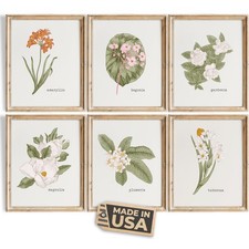 Vintage Botanical Wall Art Prints Set of 6 - Unframed - 8x10s  Flower Wall...