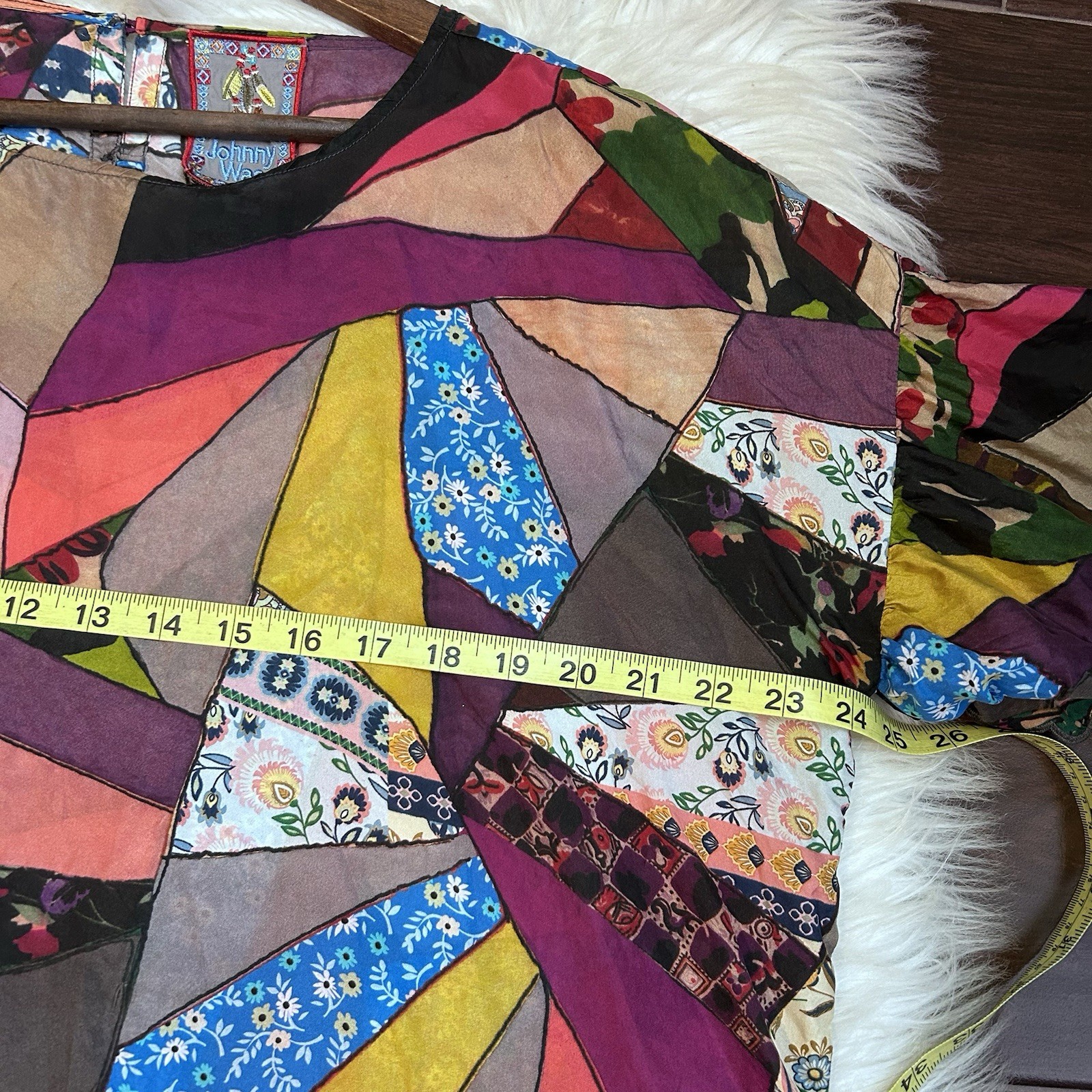 JOHNNY WAS Eloise Silk Patchwork Print Flutter Sl… - image 11