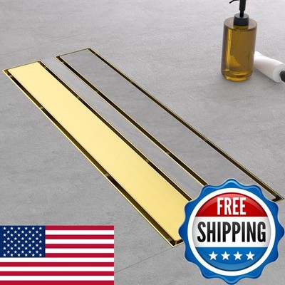 EBYTE Linear Shower Drain 24 Inch Brushed Gold Tile Insert Panels