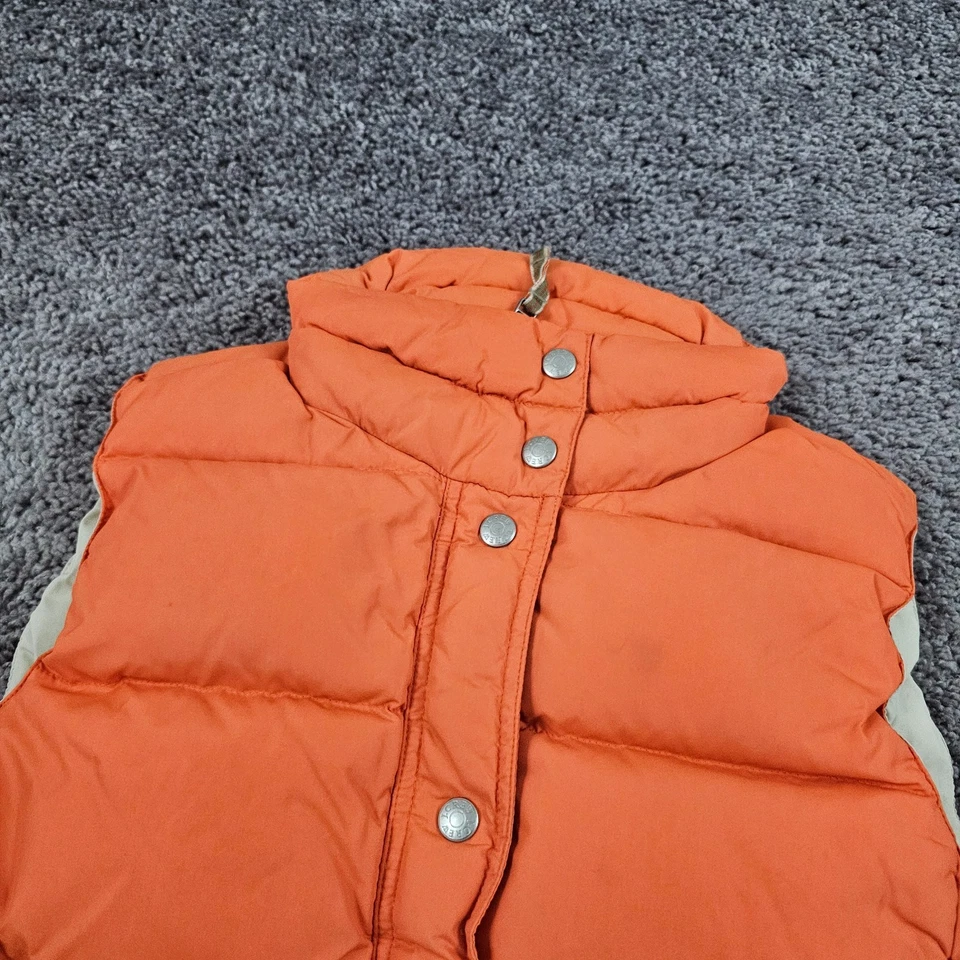 Chaleco J Crew Mujer Mediano M Naranja Abajo Puffer Ligero Cremallera Completa *A Presión Dañado Foto 2 de 4