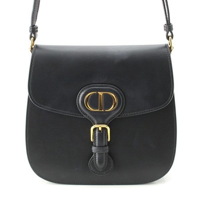 AUTH CHRISTIAN DIOR BOBY M BOBBY LEATHER SHOULDER BAG BLACK WOMENS F/S
