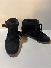 Isabel Marant Bobby Black Suede Wedge Sneakers Size 38/ 8 US 