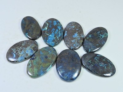 08Pcs Natural Chrysocolla Oval Shape Cabochon Loose Gemstone 405Cts. Lot