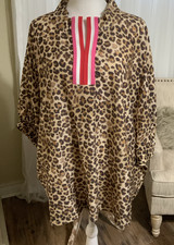 BiBi Leopard Tunic Stripe V-Neck XL Sporty