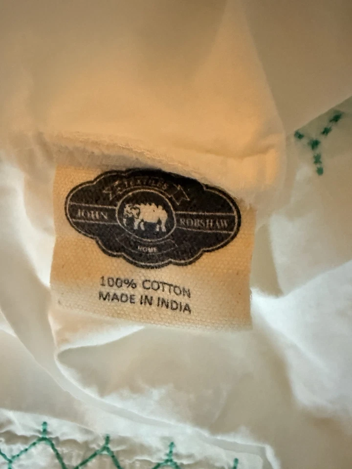 Juego de 4 fundas de almohada John Robshaw King cosidas verde azulado turquesa usadas en excelente estado 20x39 Foto 3 de 4