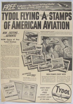 Vintage 1940 TYDOL Gasoline Gas Oil Aviation Stamps Newspaper Print Ad