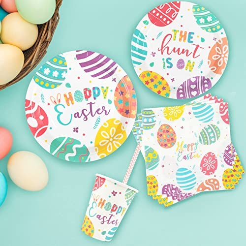 Easter Plates and Napkins Set Decorations, Disposable Eggs Design Party Paper - Picture 3 of 6