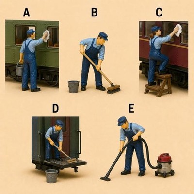 1:87 HO Scale Train Cleaner Miniature Figure for Detailed Model Railroad Display
