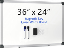 36" X 24" Magnetic Whiteboard for Wall, Dry Erase Board with Silver Aluminum Fra