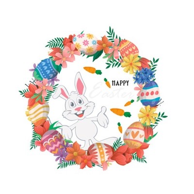Easter Bunny Wreath Sticker PVC Wall Sticker Self Adhesive Window Decal