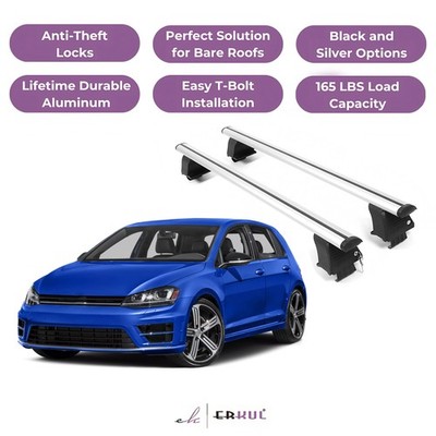 ERKUL Roof Rack Crossbars For VOLKSWAGEN GOLF R 2015-2021 Naked Roof Aluminum