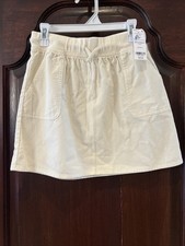 Girls Size 14 Ivory Corduroy Skirt NWT Elastic Waist Front Pockets