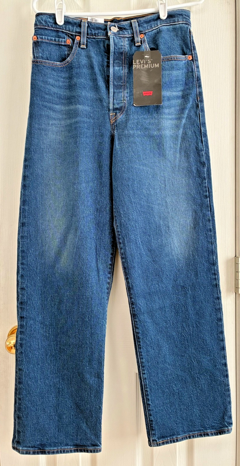 Women's Levis Premium Jeans Ribcage Ankle Straight Blue Denim - Button Fly 30/29