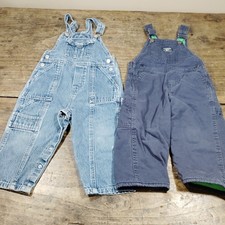 Osh Kosh BGosh Bib Flannel Lined Overalls 24M Blue Faded Glory Lot Carpenter