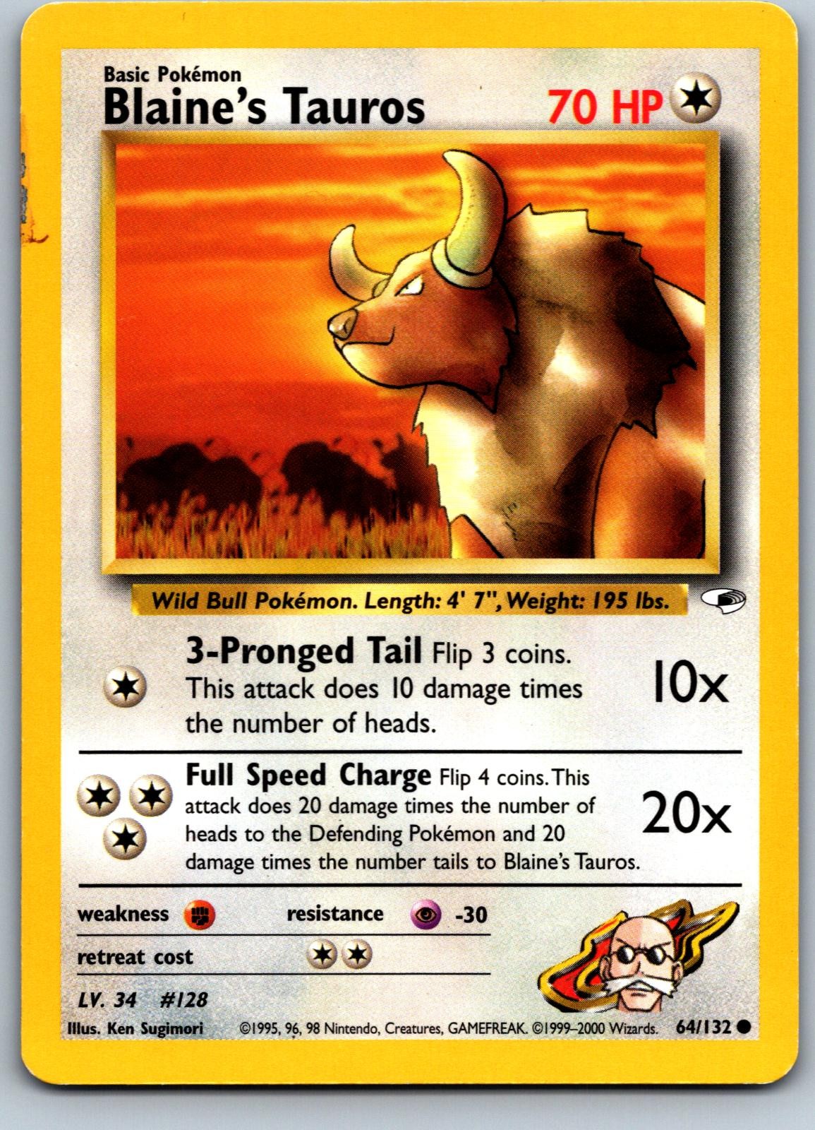BLAINE'S TAUROS 64/132 GYM HEROES POKEMON