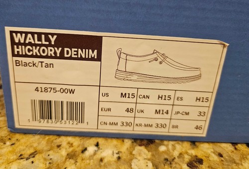 NEW IN BOX - Hey Dude Wally Hickory Denim - Men’s Size 15 - Picture 4 of 5