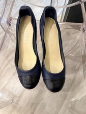 Chanel Navy pumps excellent condition 37 1/2 shoes with box