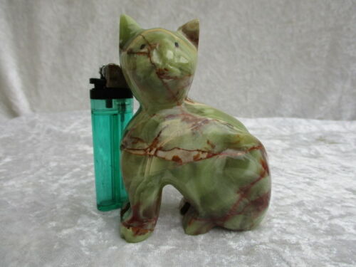 ONYX - Figurine Animal - Chat - Marbre - H 10,5 cm, L 8,T 4,5 cm - 438 grammes - TOP ! - Photo 1/9