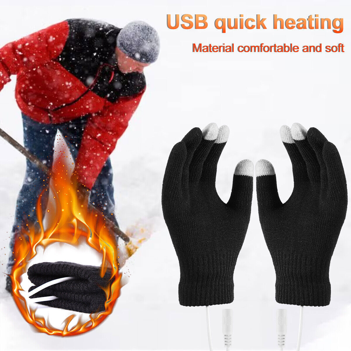 Electric USB Heated Gloves Winter Warming Thermal Ski Snow Hand