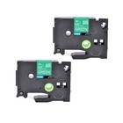 2× 0.7" Ruban étiqueteuse Compatible avec Brother TZ TZe-735 Blanc sur vert