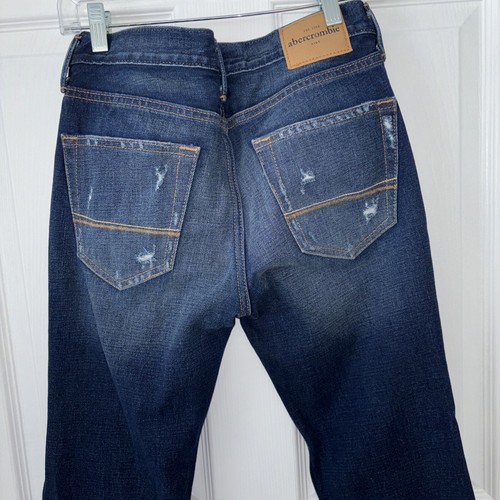 Abercrombie Kids Skinny; Straight Leg Dark Wash Jeans Boys Size 16 Distressed - Picture 5 of 10