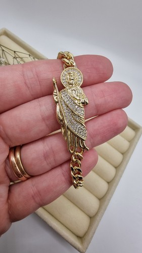 Saint St. Jude Religious Bracelet 14k Gold Plated Hypoallergenic Length 19cm - 第 1/4 張圖片