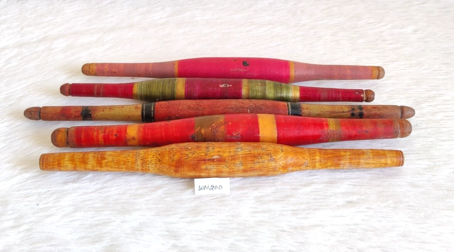 Antique Primitive Handmade Lacquered Bread Bakers Wooden Rolling Pin 5Pcs WN200
Opens in a new windo