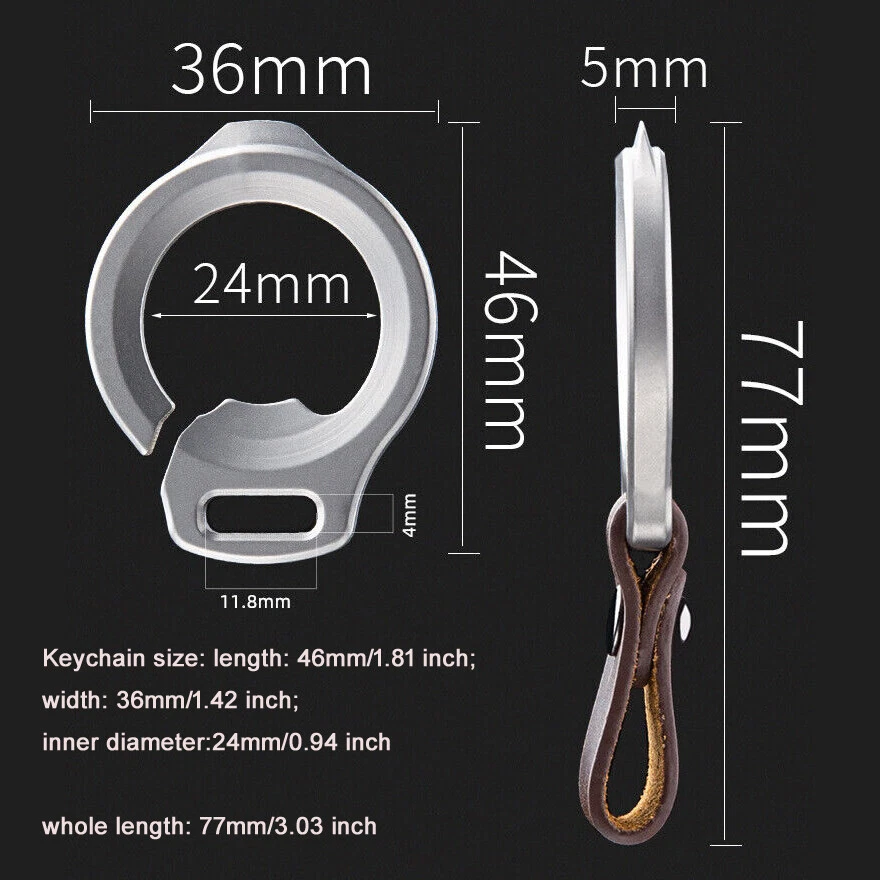 EDC 1 PC Pequeño Llavero de Aleación de Titanio Abridor de Botellas Prybar con Correa de Cuero Foto 2 de 4