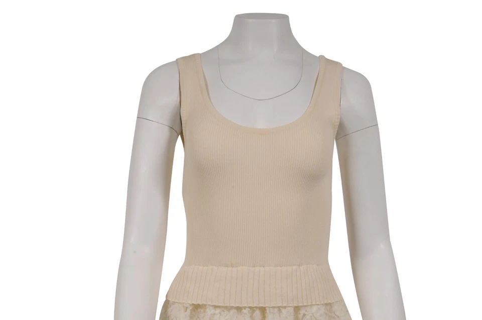 Mini Vestido Floral Moschino Para Mujer Talla 40 Amarillo Blanco Rayón Acanalado Encaje Falda Foto 2 de 4