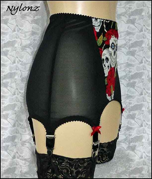 Cintura Reggicalze Nylonz Leopard OB 6 - Stile Vintage, Nera Con