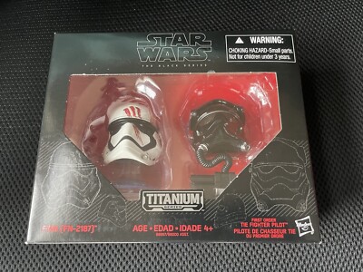 Star Wars Titanium Black Series Finn w/Blood and First Order Fighter Pilot  