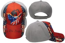 USA American Flag We The People Grey Gray Printed Adjustable Baseball Hat Cap
