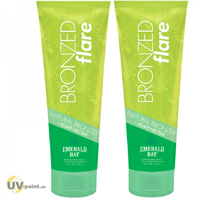 2 x EMERALD BAY Bronzed Flare Natural Bronzer (2x250ml) lozione abbronzante solarium
