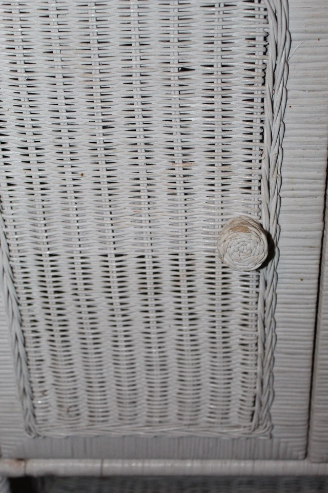 Armario de almacenamiento de pared de baño vintage de mimbre blanco 26x21x8 Foto 4 de 4