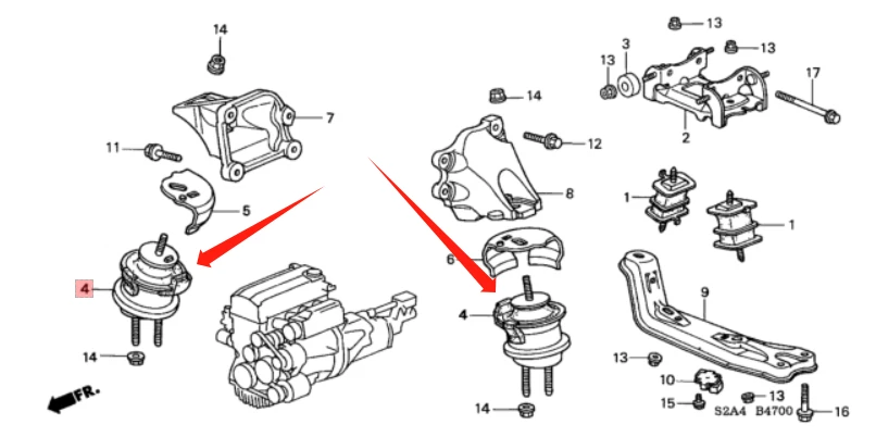 原始设备制造商 2 件套 S2000 发动机安装布什橡胶 50810-S2A-003 适用于 2000 - 2009 年本田 S2000 — 第 2/2 张图片