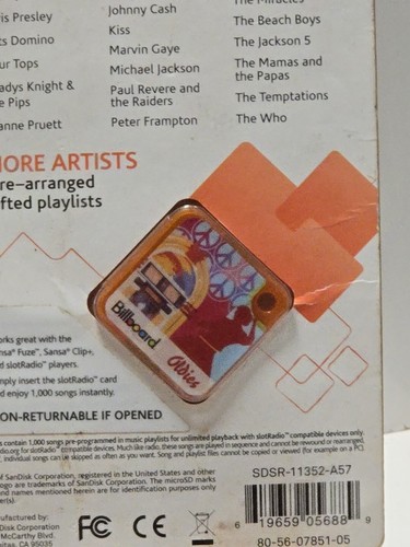 Sandisk SR Slot Radio Billboard 1000 Songs Oldies Music Card BRAND NEW SEALED - Picture 11 of 18