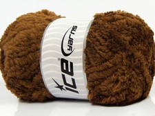 Brown Panda Fuzzy Plush Yarn 100 Gram, 87 Yards Ice 67501 Short Eyelash