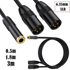 6.35mm TRS Female To XLR 3P Male Dual Channel Splitter Stereo Audio Cable PC AMP