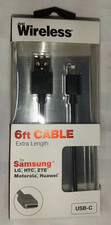 Just Wireless 6ft Cable USB-C - Samsung, LG, HTC, Huawel -Black NEW AS SHOWN