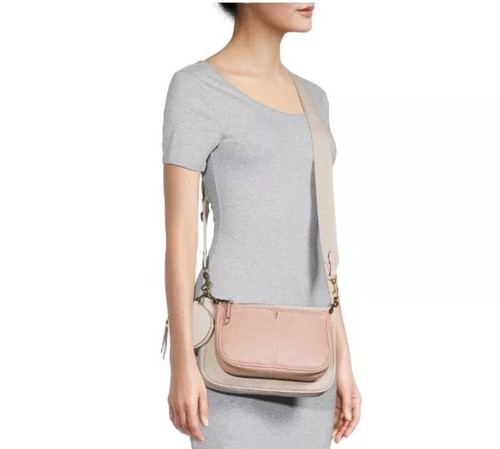 New Faux Leather Pink Cream Dana Crossbody Bag With Coin Purse Adjustable Strap