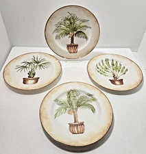 American Atelier At Home Tropical Palm Dessert Salad Snack Plates 8.25" Set of 4
