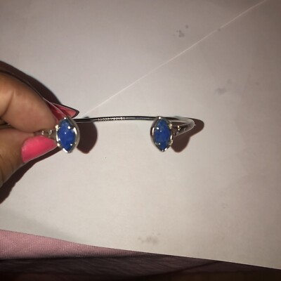 Kendra Scott Blue Stone/ Rhinestone Silver Tone Cuff Bracelet